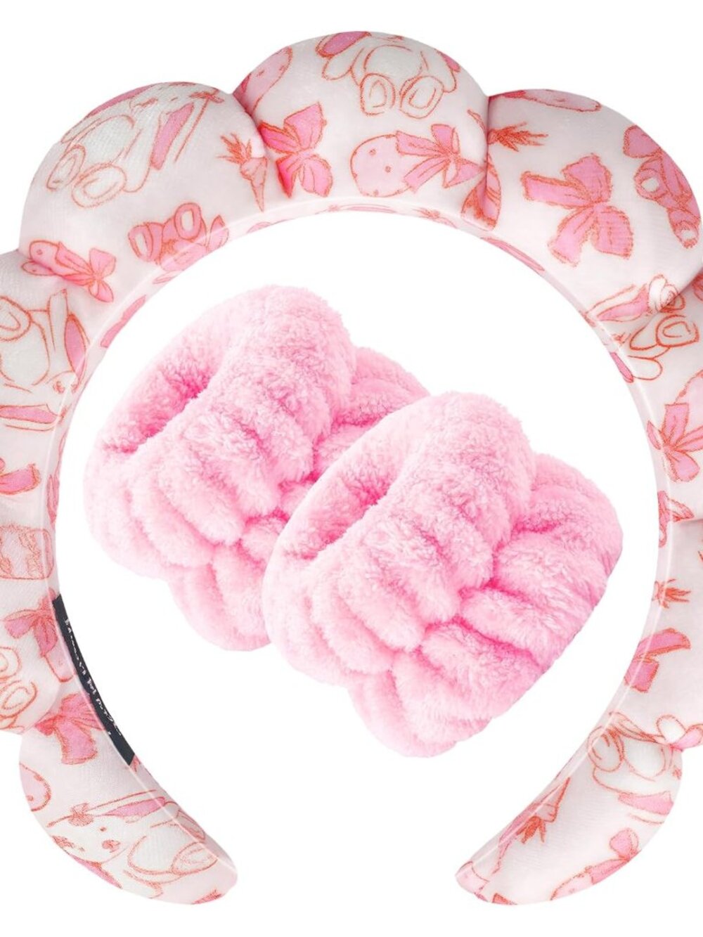 Spa Headband for Washing Face Wristband Set Sponge Makeup Skincare Velvet Fabric
